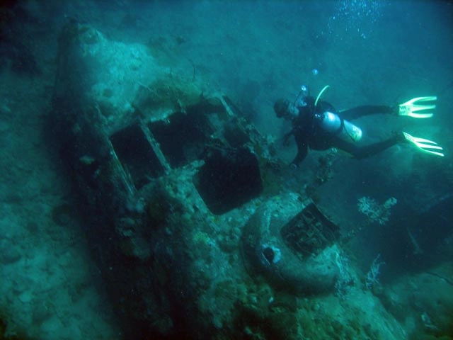 B-24 bomber wreck underwater