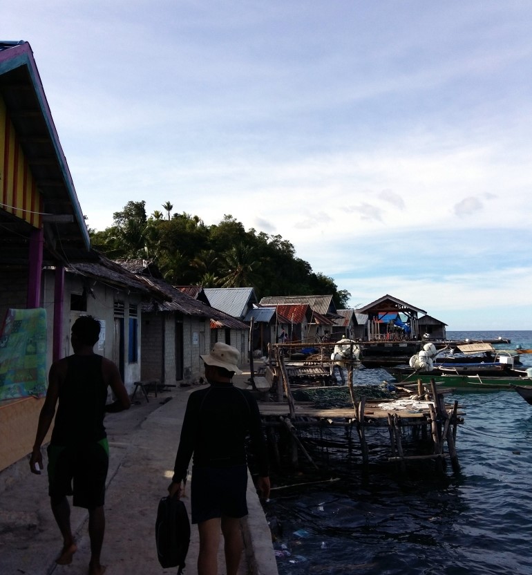 Taupan Island fringing reef and Bajo village